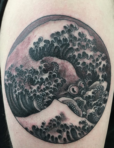bølge the great wave blæksprutte tako tatovering